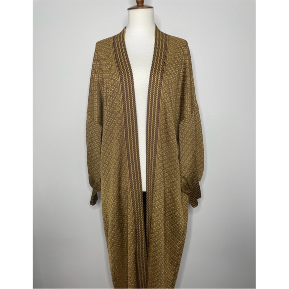 Zara Jacquard Gold Knit Cardigan Puff Sleeves - Picture 6 of 10